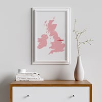 Image 4 of 'You Are Here' - Personalised map of the British Isles in pink on white