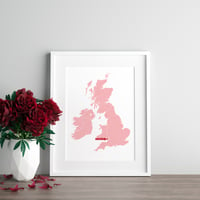 Image 1 of 'You Are Here' - Personalised map of the British Isles in pink on white