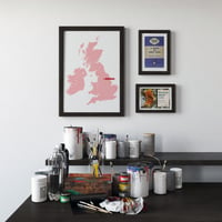 Image 2 of 'You Are Here' - Personalised map of the British Isles in pink on white