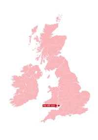 Image 5 of 'You Are Here' - Personalised map of the British Isles in pink on white