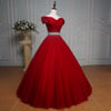 Wine Red Sequins Sweetheart Tulle Formal Dress, Long Prom Dress