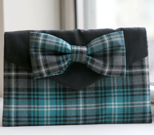 Image of Blue Tartan Bow Clutch