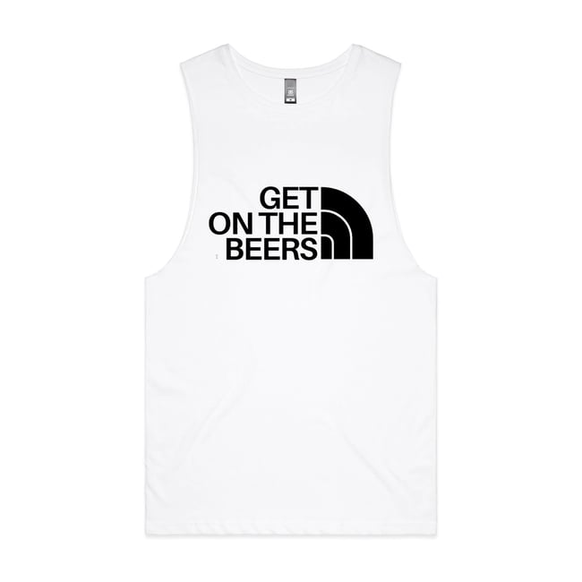 Get On The Beers Mens Tank White Get On The Beers