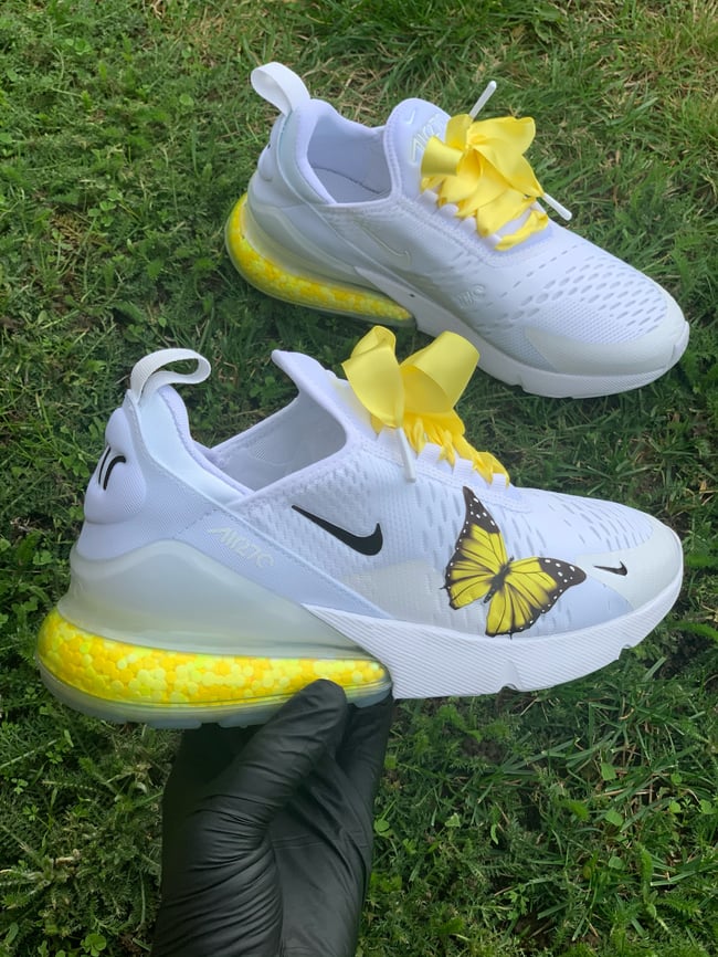 Butterfly X Yellow Beaded Nike Air Max 270 Custom Sneakers Kendykickslondon