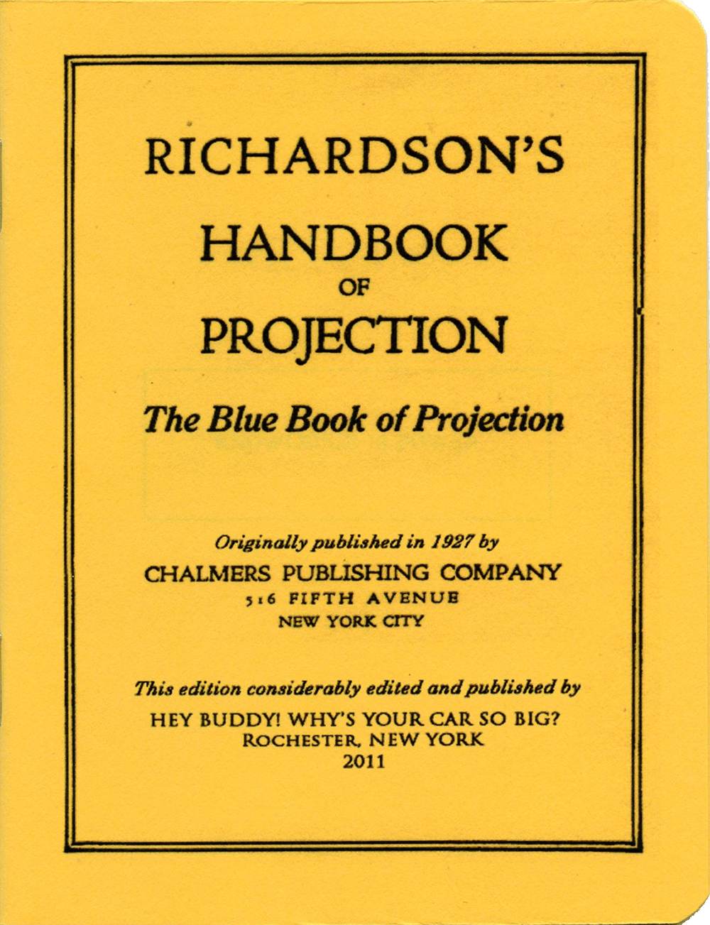 Image of Richardson's Blue Book of Projection zine