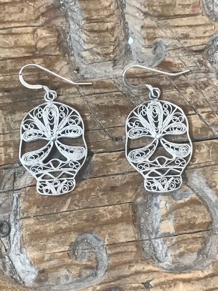 Image of Medium Filigree Skull Earrings