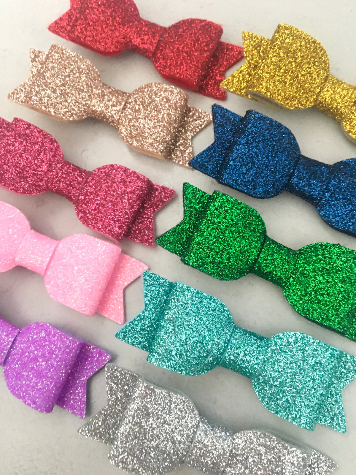 Image of Felt and glitter bows 2 inches on clips 