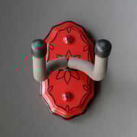 Image 4 of Red Floral Instrument Hook for Ukulele, Fiddle, Mandolin, Violin or Guitar