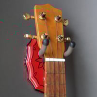 Image 1 of Red Floral Instrument Hook for Ukulele, Fiddle, Mandolin, Violin or Guitar