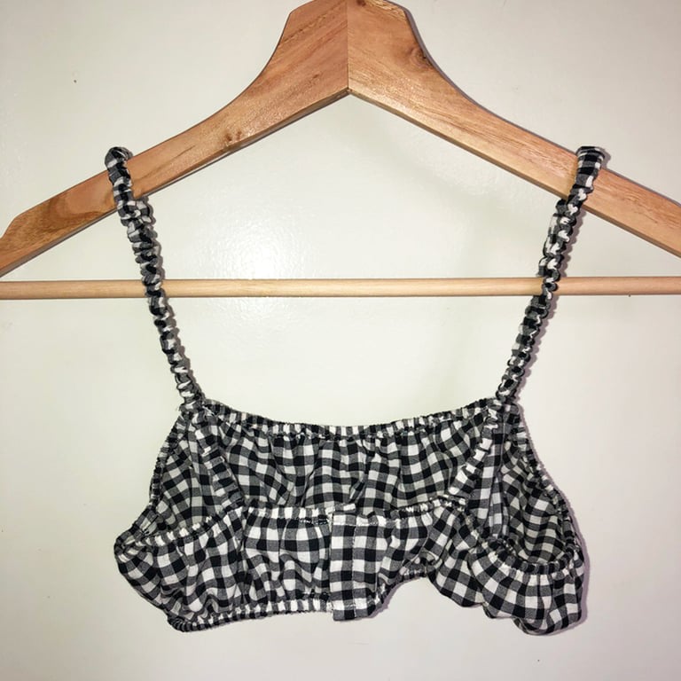 Gingham Ruched Scrunchie Bralette Image 3