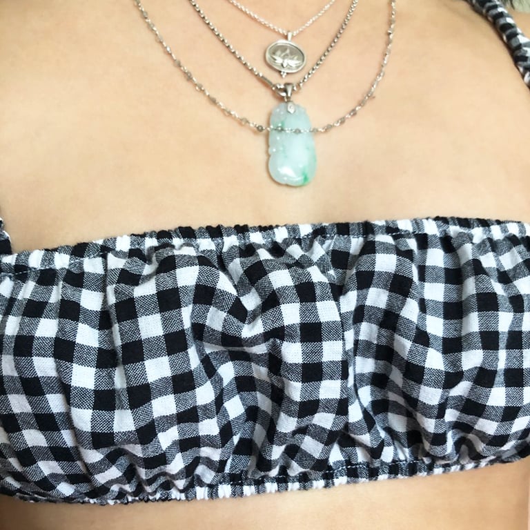 Gingham Ruched Scrunchie Bralette Image 4