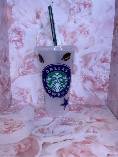 Image of Starbucks Cold Reusable Cup with name (cowboys) 