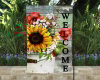 Cotton Pickin Sunflower Welcome Garden Flag