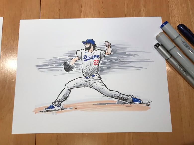 Image of 2020 WS Champion LA Dodgers Pitcher Clayton Kershaw drawing