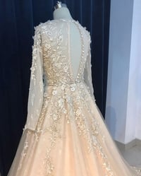 Image 2 of Champagne Lace Ball Gown Long Sleeves Formal Dress, Long Party Gown