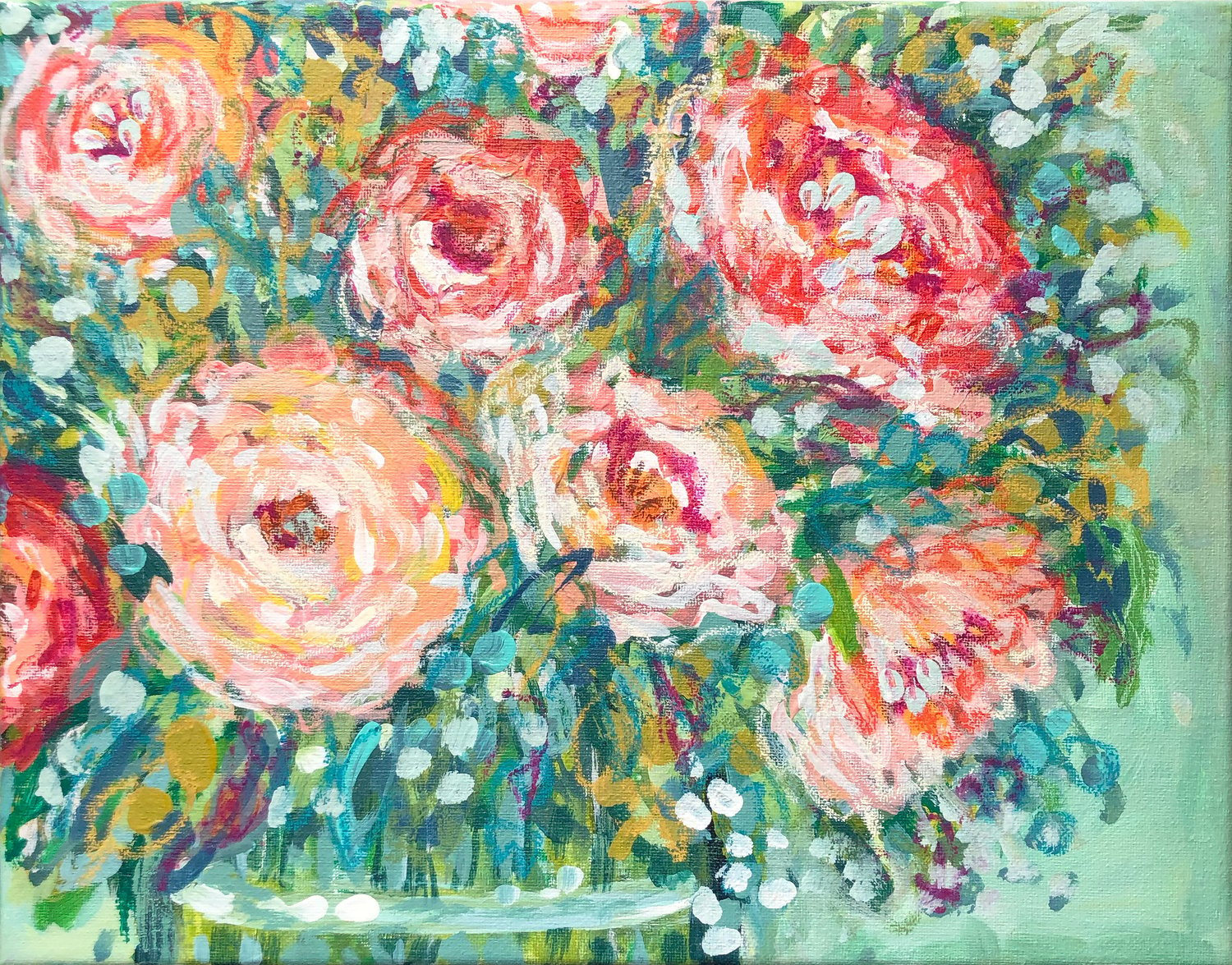 Image of Raspberry Peach Pie - 11x14 Original Painting on Canvas