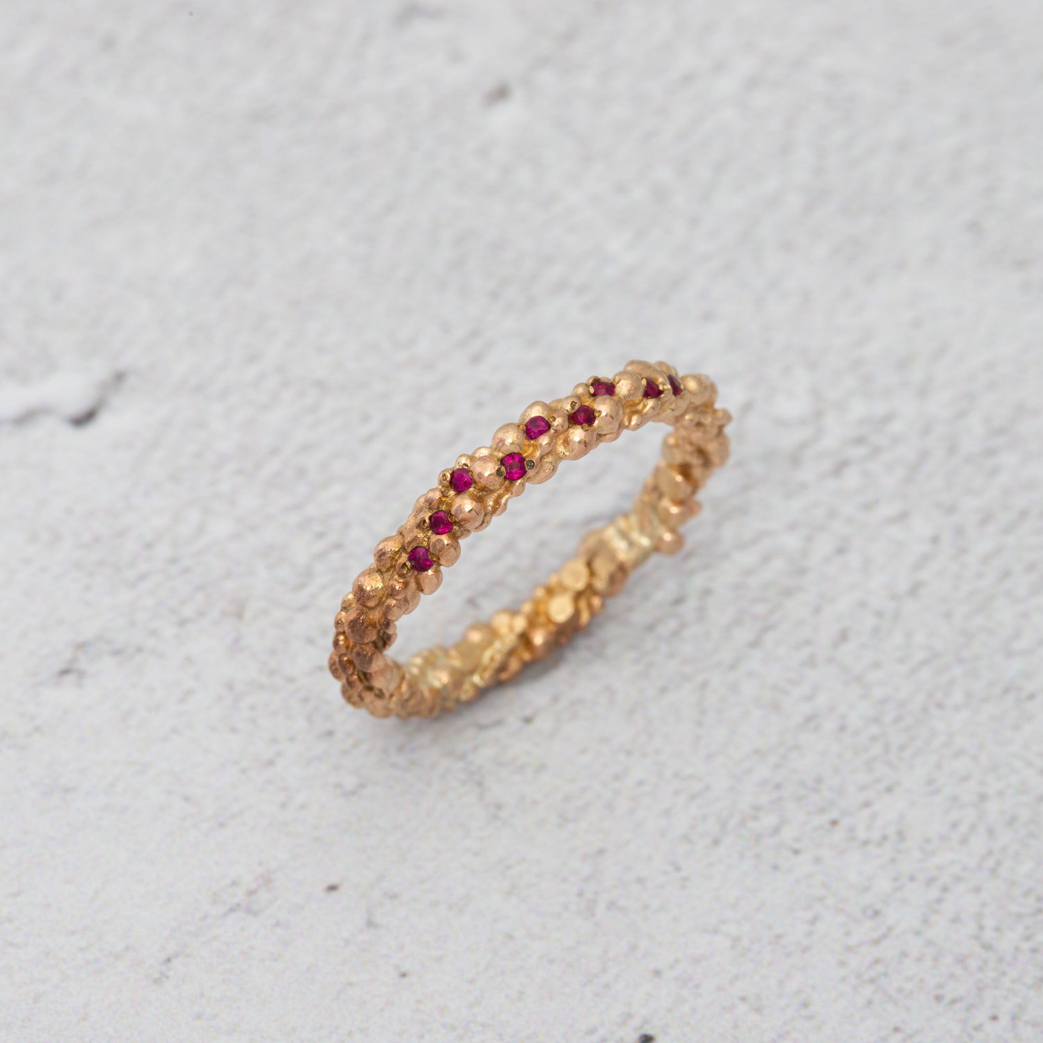 Image of 9ct Gold Stark Ring Scattered with Rubies