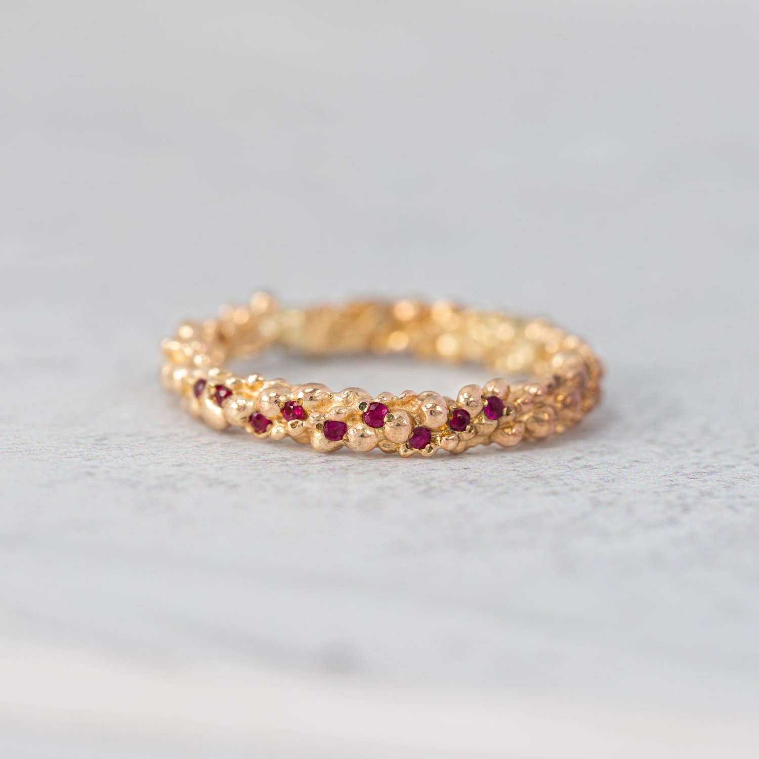 Image of 9ct Gold Stark Ring Scattered with Rubies