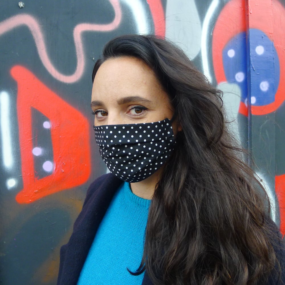 Image of White On Black Polka Dot Face Mask