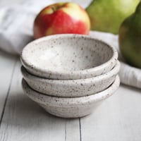 Image 2 of Set of Three Rustic Prep Bowls in Heavily Speckled Brown Stoneware, Handmade Pottery Bowls USA