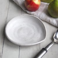 Image 1 of Speckled Stoneware Spoon Rest in White Matte Glaze Handcrafted in USA