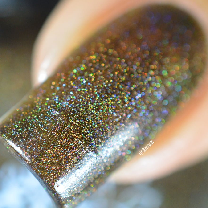 Image of ~Lumbersexual~ dark brown leaning olive linear holo w/pink shimmer!