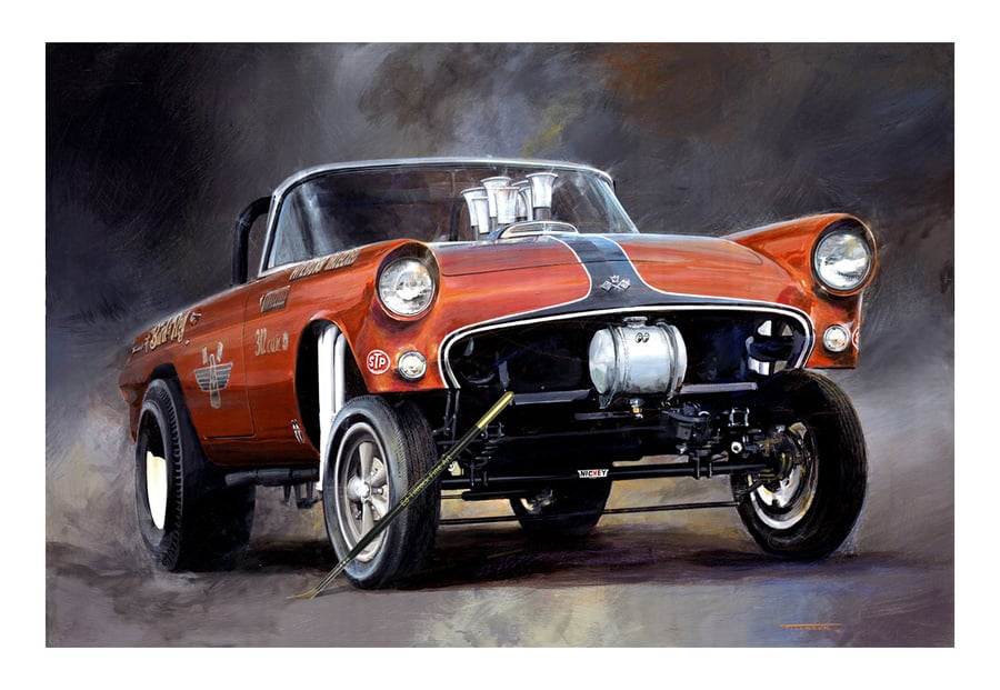 Image of "Bird of Prey" 55 TBird Gasser 13"x19"