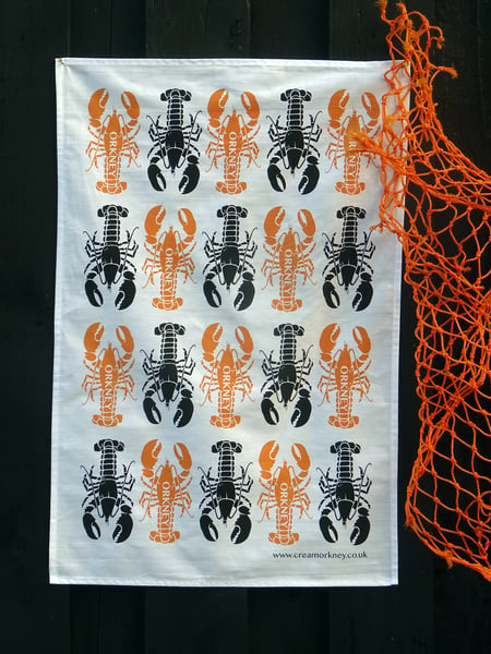 Image of Lobster Pattern Tea Towel