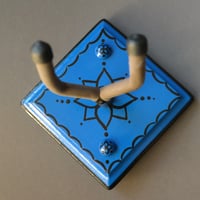 Image 3 of Blue Floral Instrument Wall Hanger for your Ukulele Violin or Guitar
