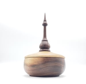 Image of Walnut Lidded Box with Maple Lid and Walnut Finial