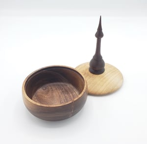 Image of Walnut Lidded Box with Maple Lid and Walnut Finial