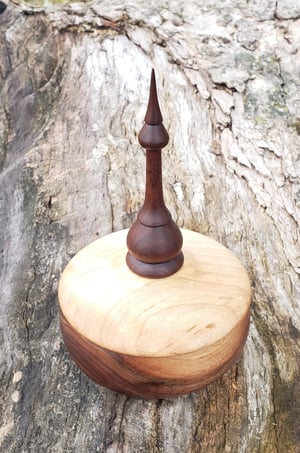 Image of Walnut Lidded Box with Maple Lid and Walnut Finial