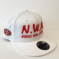 Image 2 of N.W.A. & New Era White Cotton Snapback w/ Red Stitching