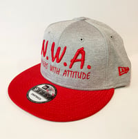 Image 3 of N.W.A. & New Era Grey Polyester Snapback w/ Red Bill w/ Red Stitching