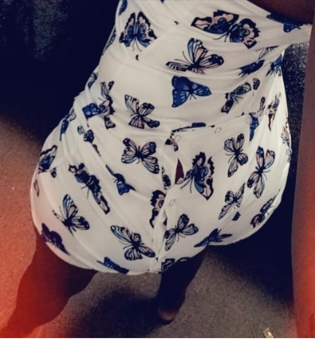 Blue Butterfly Onesie  W/ Buttflap 