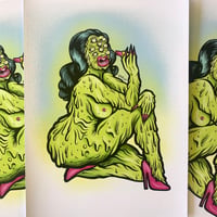 Image 1 of Green Monster Babe Emetic Art Print