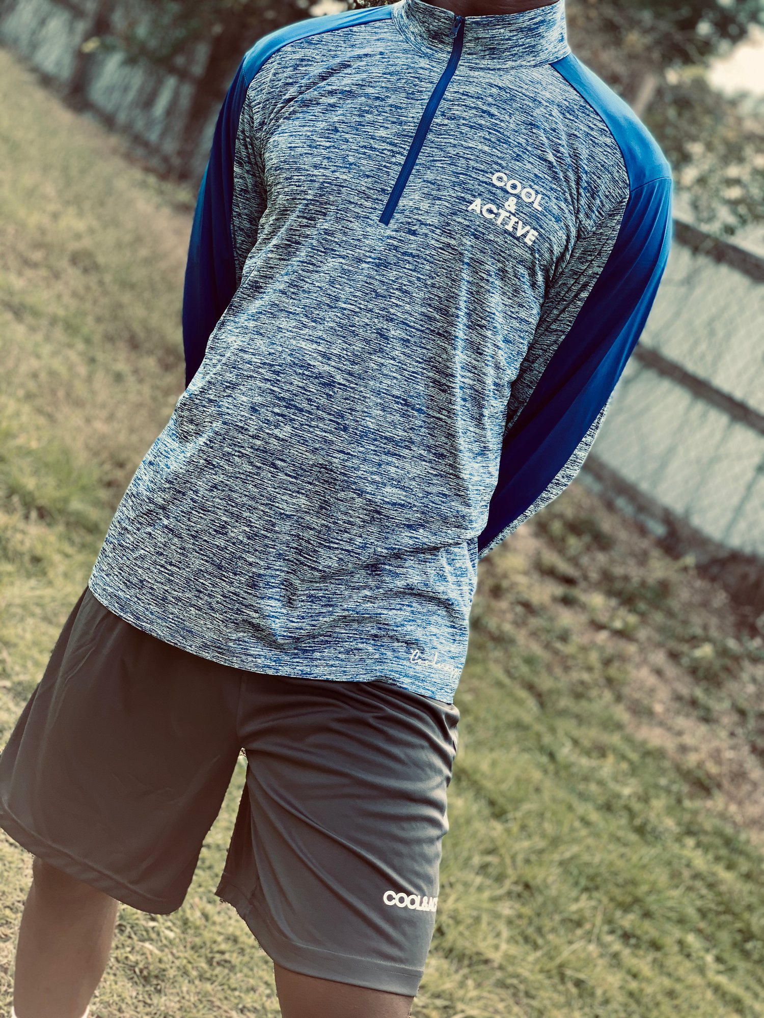 Image of COOL & ACTIVE Electric Heather Colorblock 1/4-Zip Pullover