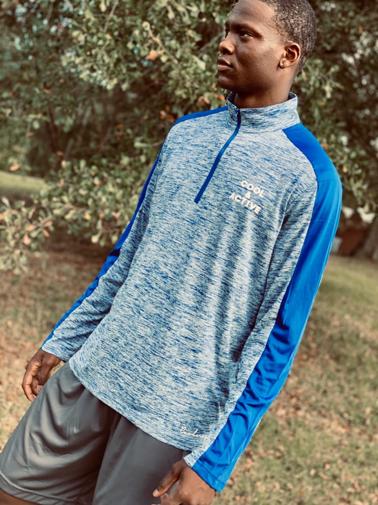 Image of COOL & ACTIVE Electric Heather Colorblock 1/4-Zip Pullover