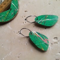 Image of 'action paint' hoop earrings