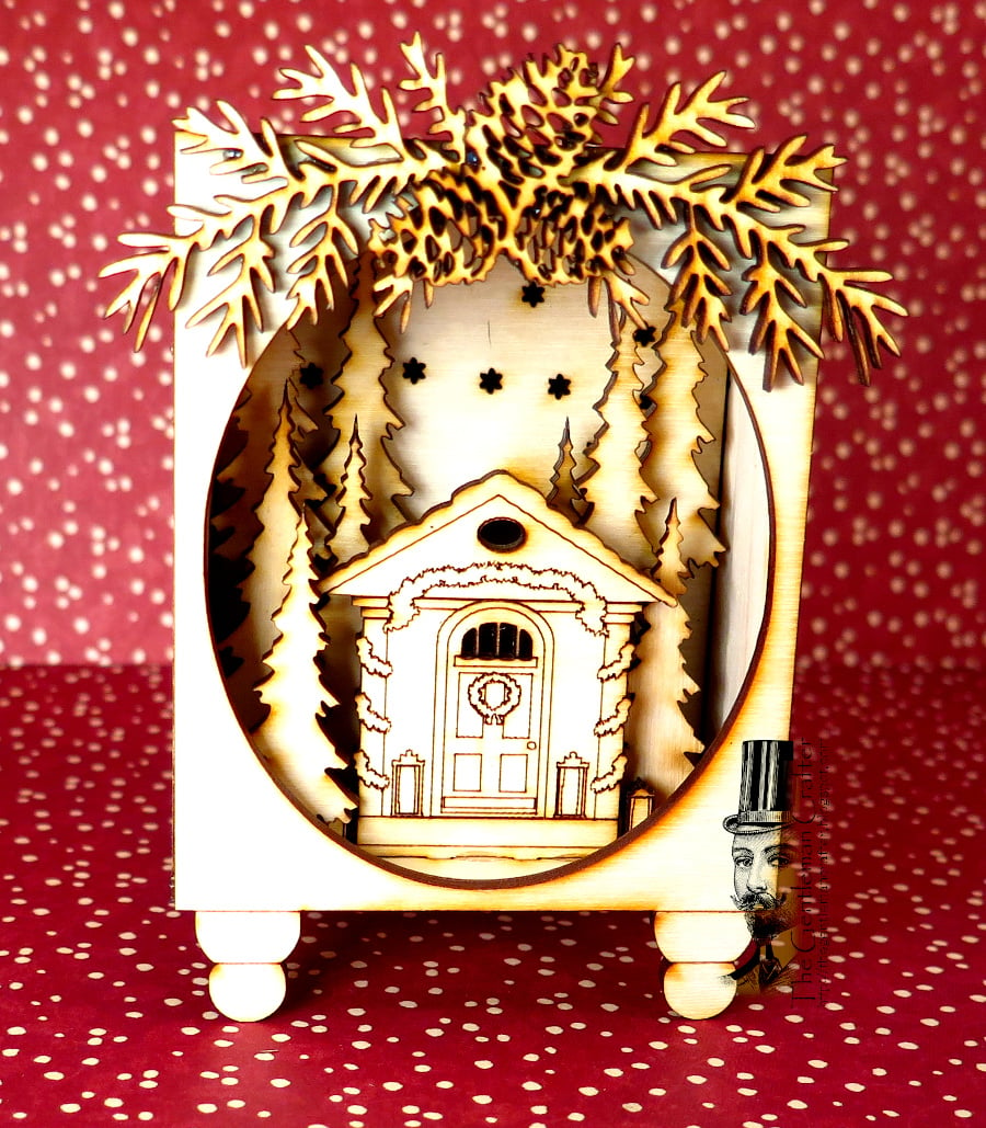 Image of Lighted Christmas Cabin in the Woods- Kit