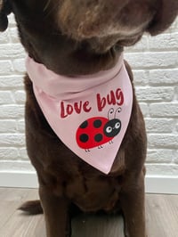 Image 2 of Ladybird Valentine Reversible Dog Bandana - Handmade Cotton Love Bug Bandana