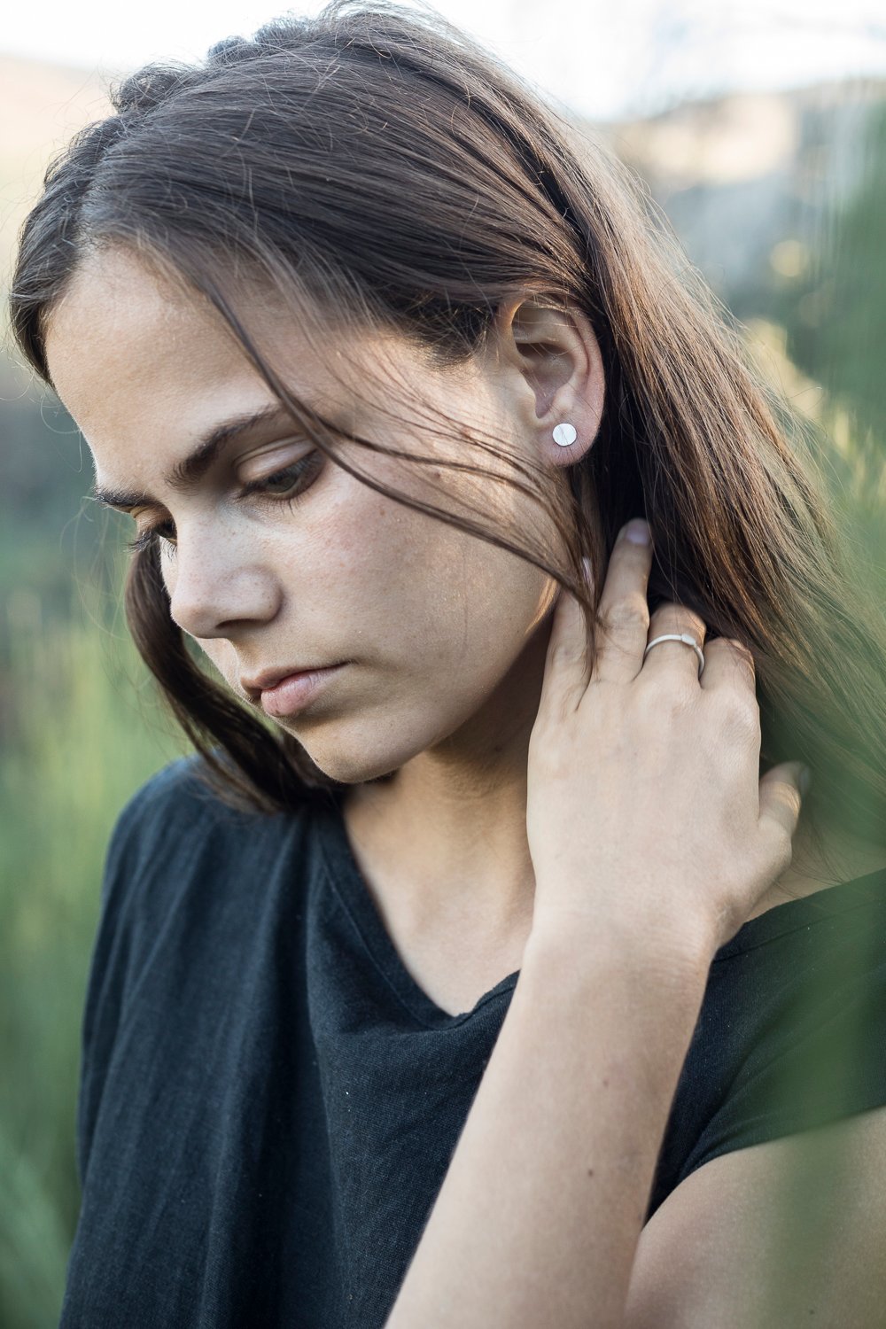 Image of Full Moon Silver Disc Earrings