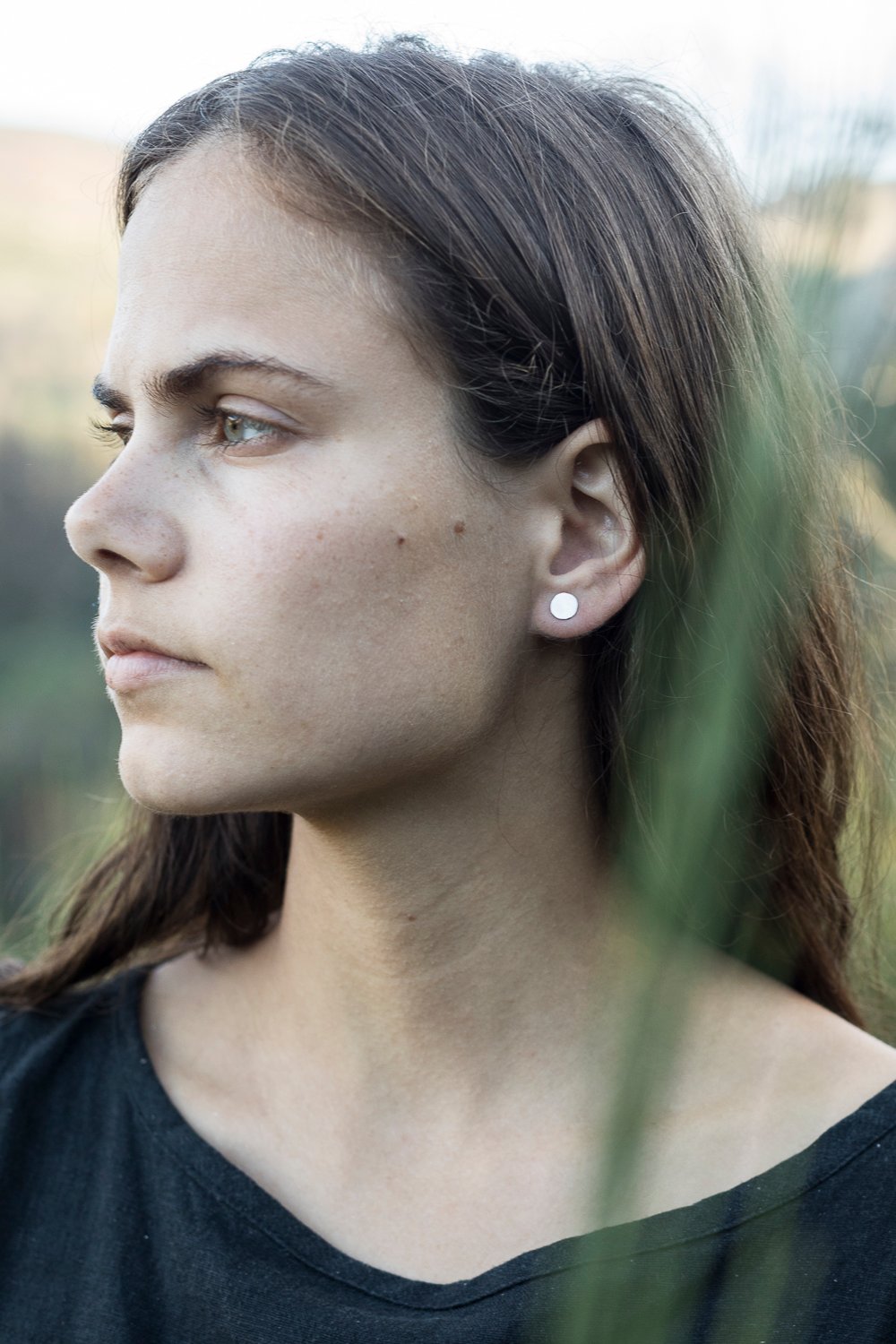 Image of Full Moon Silver Disc Earrings