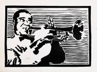 Image 2 of Louis Armstrong (Linocut Print)