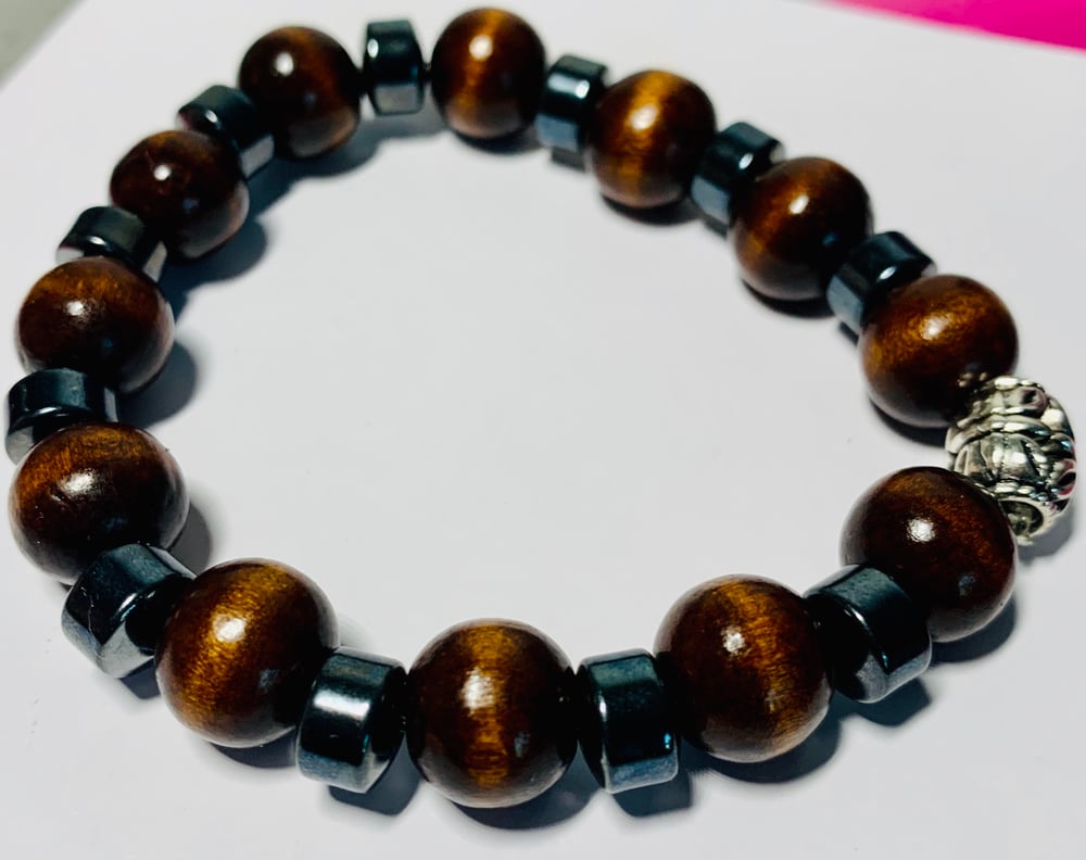 Image of Wood & hematite bracelet 