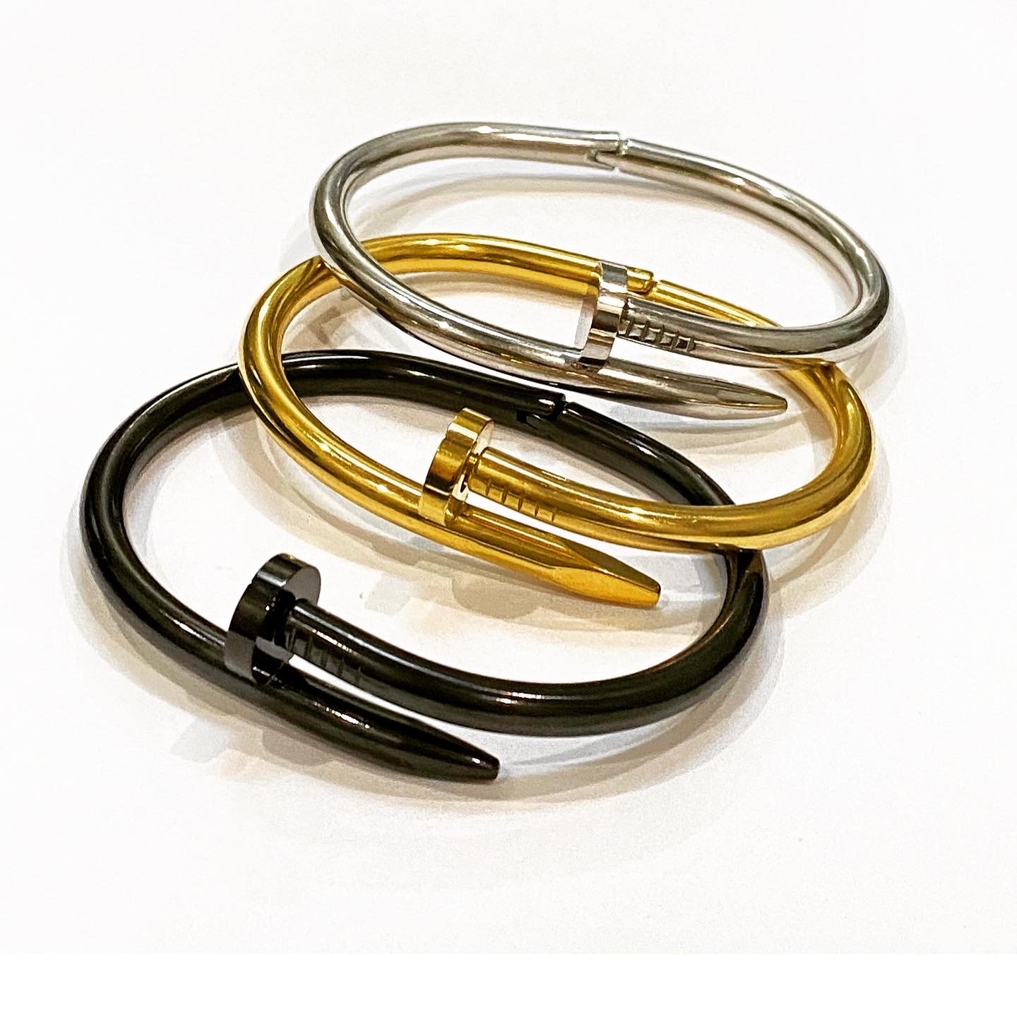 Nail bangle Bracelet Gold Plated Stainless Steel bracelet for Women with  gift box - Walmart.com