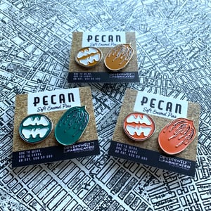 Image of Whole Pecan and Radial Pecan Enamel Pin Set