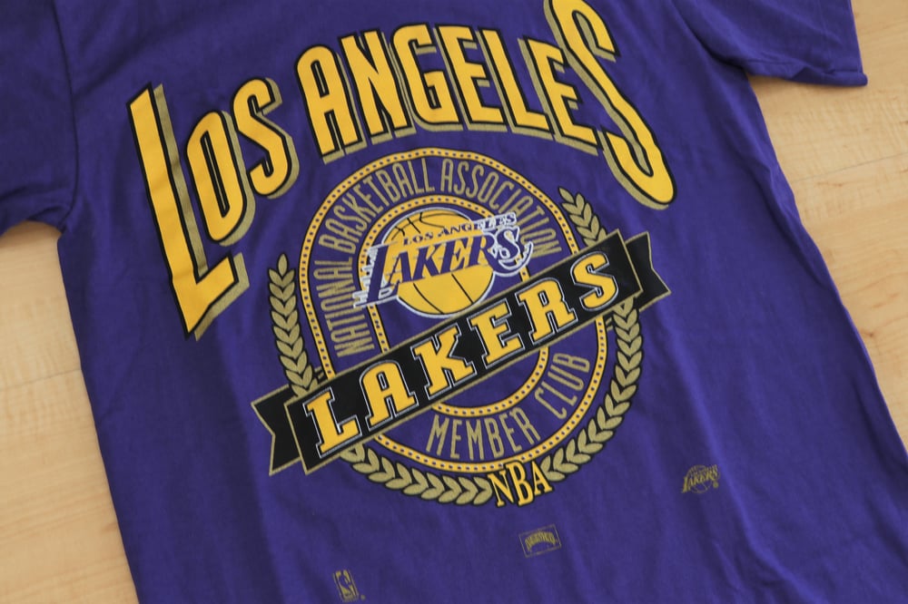 Vintage 1990's Los Angeles Lakers Nutmeg Mills T-Shirt Sz.L (Youth) / Sole  Food SF