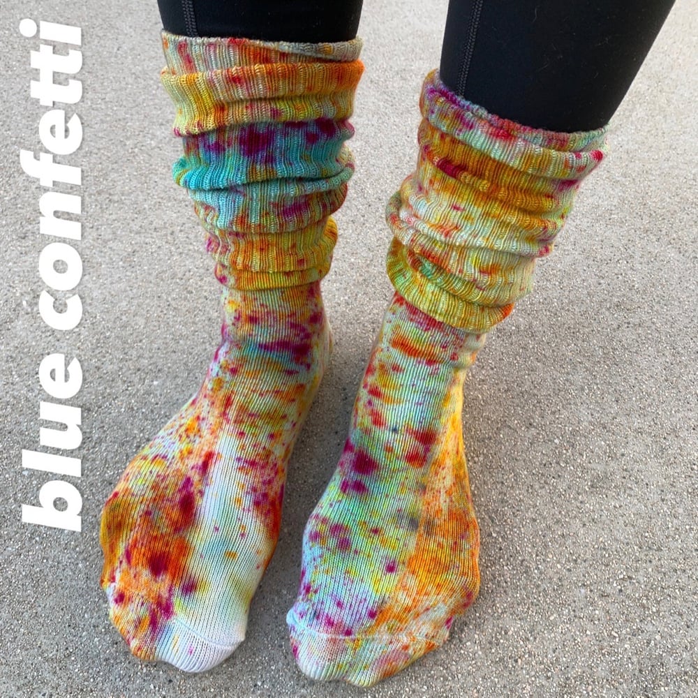 Image of hand dyed adult bamboo socks