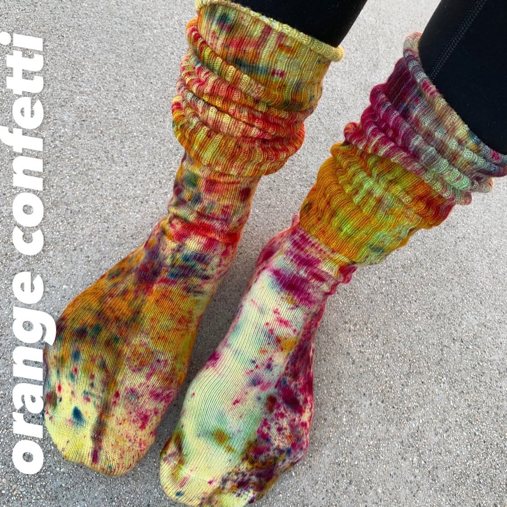 Image of hand dyed adult bamboo socks